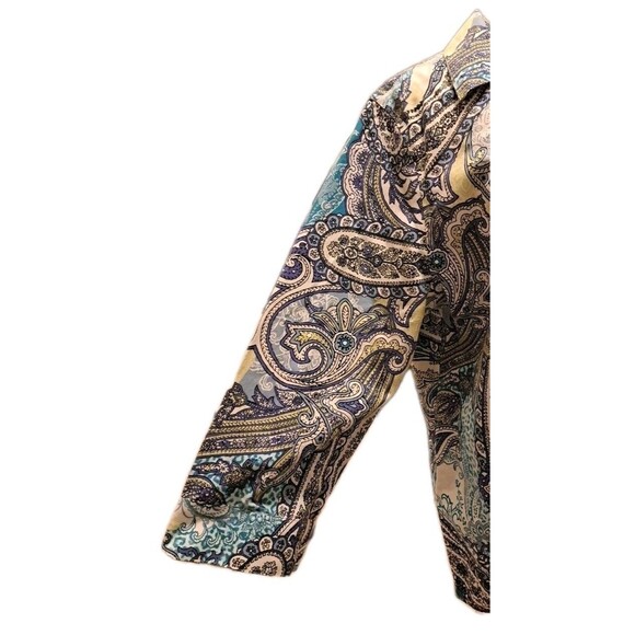 Chico's No Iron Top Shirt Women 3 US XL Button Up Paisley Preppy Classic Office - Picture 7 of 13